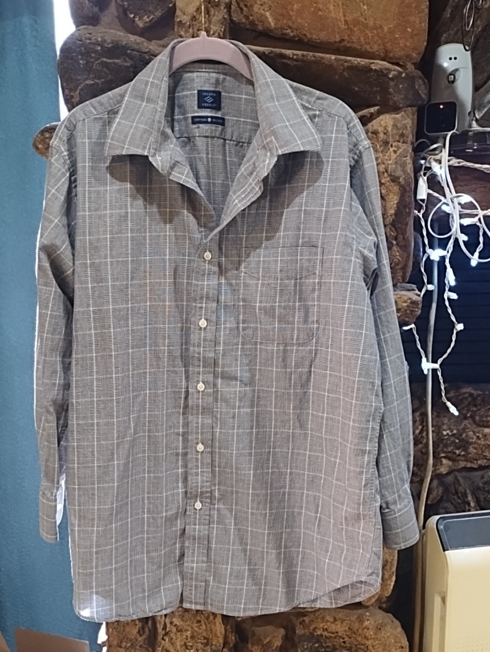 Joseph Abboud Men's Gray Windowpane Button-Down Shirt